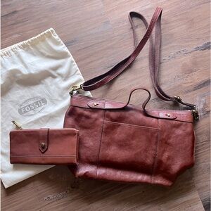 Fossil Skylar Satchel with Matching Bi Fold Wallet